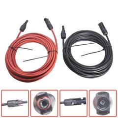 20 Feet 12AWG Black + Red Solar Panel Extension Cable Wire Connector 1 Pair
