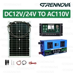 Grennova 1400W Solar Kit 80W Mono 60A MPPT 12/24V 110/220V Inverter RV Home