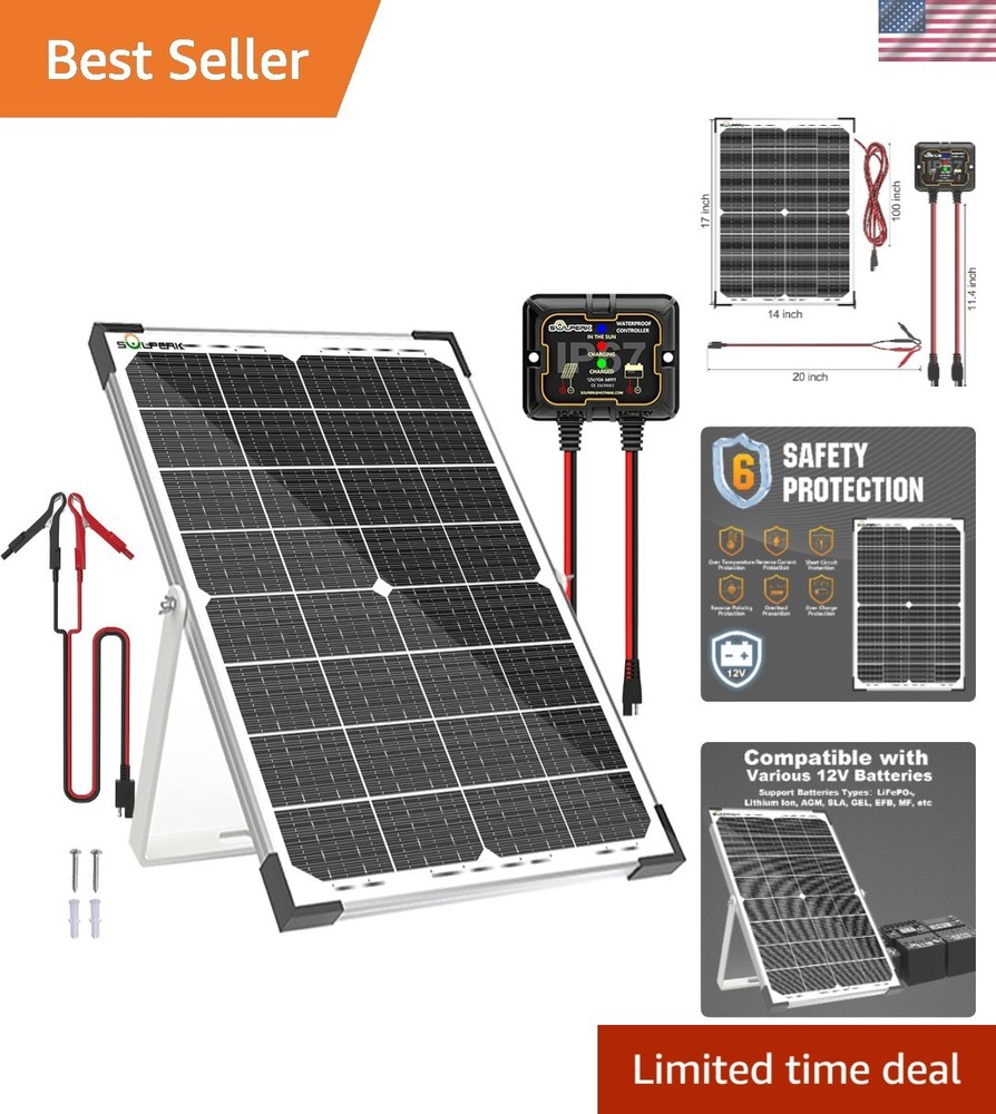 30W Monocrystalline Solar Panel Kit – MPPT Controller & 360 Adjustable Bracket
