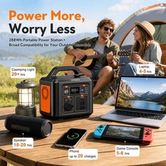 YSWHSTA Portable Power Station, 288Wh LiFePO4 Battery, 300W Electric Solar Gener