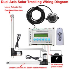 Dual Axis Solar Tracking Tracker& 6000N 8″ DC Linear Actuator &LCD Controller IG