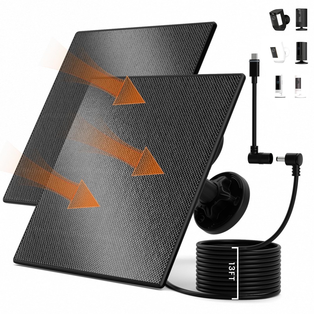 2 Pack 5W Solar Panel for Ring Camera – Compatible with Spotlight Cam (Plus/P…