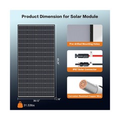 300 Watt Solar Panels, N-Type 16BB 2PCS 300W Bifacial Solar Panel, 25% High E…