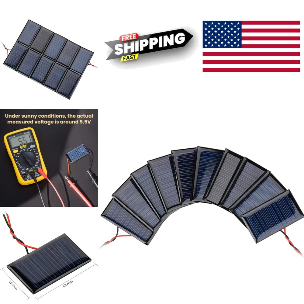 Mini Solar Panels 10Pcs 5V 30mA Polycrystalline for DIY Solar Projects