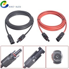 Solar Panel Extension Cable Wire Connector 1 Pair 12AWG 15ft Black+Red