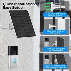Solar Charger Compatible for Ring Video Doorbell 3/3 Plus/4/Battery Doorbell Plu