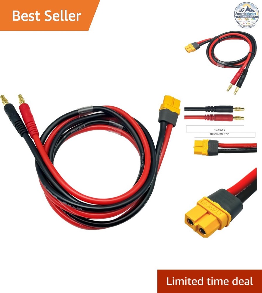 XT60H Connector Plug to 4mm Banana Plugs Battery Charge Lead 3FT 12AWG