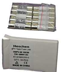 QTY 10 – Heschen Solar DC1000V 12 AMP PV Fuses, Gpv Type Fuse Link, HSPV-30,