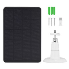 4W 5V Solar Panel for Security Camera with Micro USB Type C Port Battery Charger