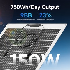 150W 300W 450W 600W Flexible Portable Solar Panel PV RV Rooftop Cabin Boat Home