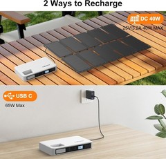 97Wh Portable Solar Generator w/ 34W Panel USB-C Fast Charge LED Light