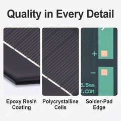 2Pcs 2.5V 0.2W 80mA Mini Polycrystalline Solar Panel 2.2×2.2″/55.5×55.5mm