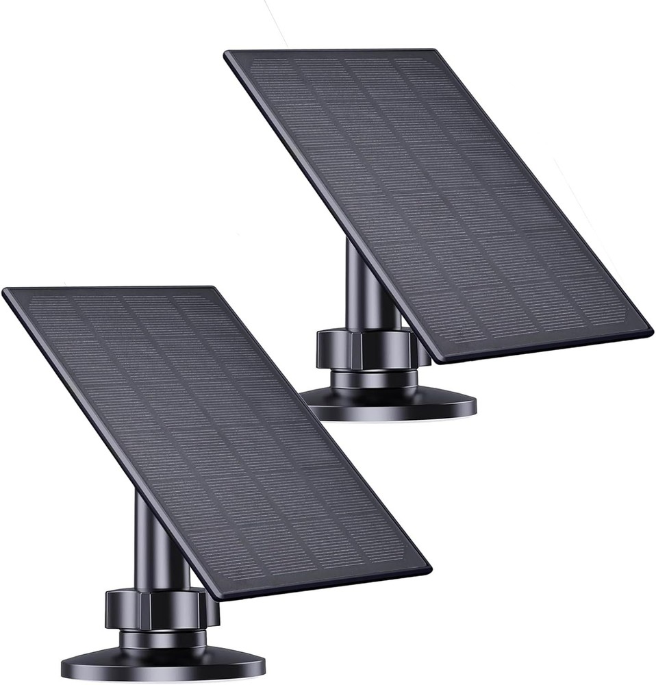 Zivif Solar Panel for Security Camera, 2W Solar Charger with Micro USB & USB-C P
