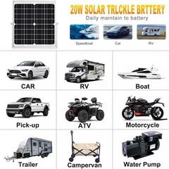 20W 12V Solar Panel Kit, Waterproof Battery Charger + MPPT Controller & Mount Br