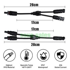 Solar MC-4 Photovoltaic Connector Y-Type Splitter Adapter with Waterproof NEW