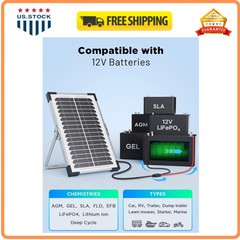 7.5W 12V Solar Battery Maintainer Trickle Charger for Car Boat RV Motorcycle