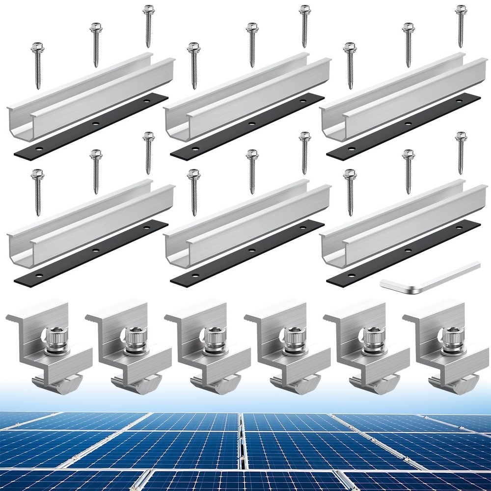 Anbte Solar Panel Bracket Kit, 6 Pcs 7.87 in Aluminium Solar Panel Mounting Rail