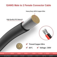 XT60 Y Splitter,12Awg XT60 1 Female to 2 Male Connector Cable for UAV Phantom Qu