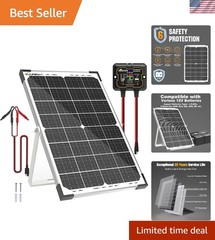 30W Waterproof Solar Battery Charger with 10A MPPT Controller & Adjustable Mount