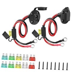 2PCS SAE Power Socket Sidewall Port to O Ring Quick Connector, SAE 2FT 10AWG