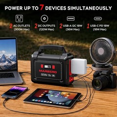 Portable Power Station 296Wh MARBERO with 60W Solar Panel Included