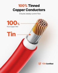100FT 10AWG 6mm2 Waterproof PV Extension Wire Red for Solar