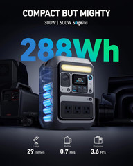 Anker Portable Power Station SOLIX C300, 288Wh LiFePO4 Backup Battery, 300W Sola