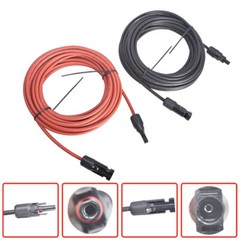 20 Feet 12AWG Black + Red Solar Panel Extension Cable Wire Connector 1 Pair