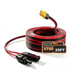 25FT XT60 Adapter Solar Charging Cable, 12AWG Extension Wire for Solar Power