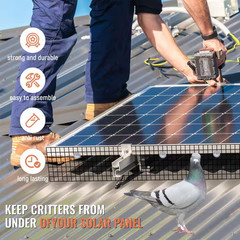 Solar Panel Bird 6 In. X 100 Ft. PVC Coated Mesh with 70-Piece Stainless Steel F