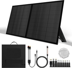 Black 100W Portable Foldable Solar Panel Kit for Power Station for Camping RVs