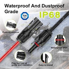 Solar Cable Extension 33Ft 10AWG, Solar Wire with Tool-Free Solar Connectors, Wa
