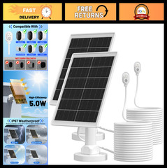 5W Solar Panel Charger for Arlo Cameras – 2 Pack with 13.1ft Waterproof Cable &