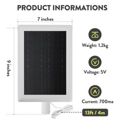 Ring Solar Panel(2nd Generation), 5W Ring Solar Panel Charger with 2Pack White