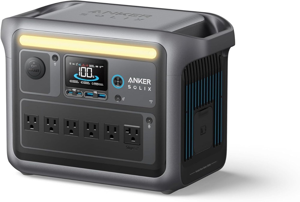 C1000 Portable Power, 1800W (Peak 2400W) Solar Generator, Full Charge in 58 Min
