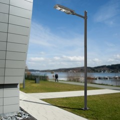3m/10ft Black Galvanized Steel Parking Lot Lighting Post W/ Ground Cage Outdoor