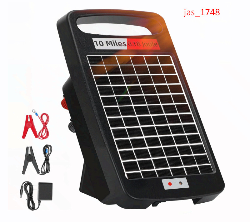 10 Miles Solar Powered Electric Fence Charger – 0.18J Output, 24/7 Day/Night