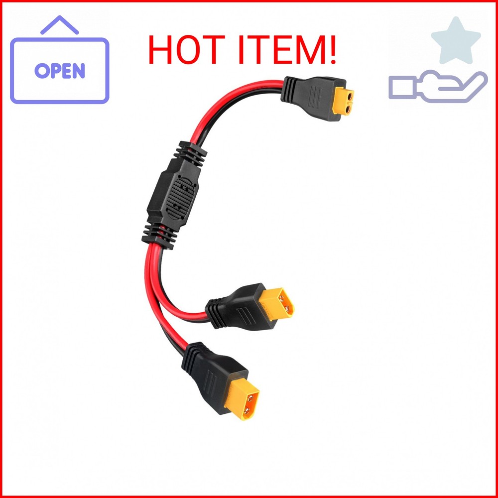 PAEKQ XT60 Y Splitter Cable 12AWG 1 Female to 2 Male Parallel Adapter,1FT