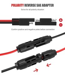Solar Extension Cable – 10AWG, 30Cm with 2 SAE Polarity Reverse Adapters