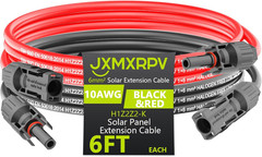 20ft 10AWG Solar Cable Extension with Tool-Free Connectors for Panels RV Boat