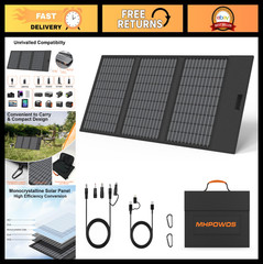 45W Foldable Solar Panel Charger – USB-C, USB-A, DC Outputs, Waterproof, Kicksta