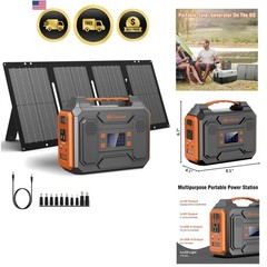 Portable Solar Generator, 300W Portable Power Station with Foldable 60W Solar…