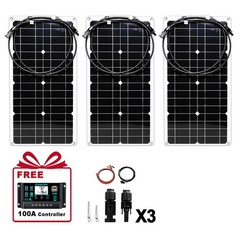 【Free 100A Controller】3000W 3 x 40W Solar Panel Set for RV/Outdoor PowerC6Ry