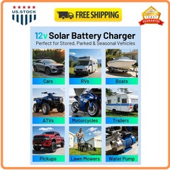 7.5W 12V Solar Battery Maintainer Trickle Charger for Car Boat RV Motorcycle