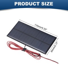 7.5V 0.75W 100mA Mini Solar Panels with Cable, 110 x 55mm