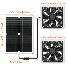 Solar Powered Fan Kit 30W Solar Panel Waterproof Exhaust Fan for Chicken Coop