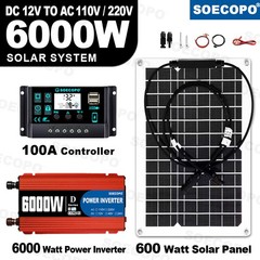SOECOPO 6000W Solar System Complete Kit,12V DC to 110V/220V AC Inverter Flexible