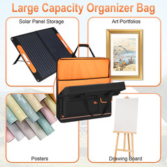 Solar Panel Storage Bag with Orange Lining, Deepened Opening, Zipper with Pull a