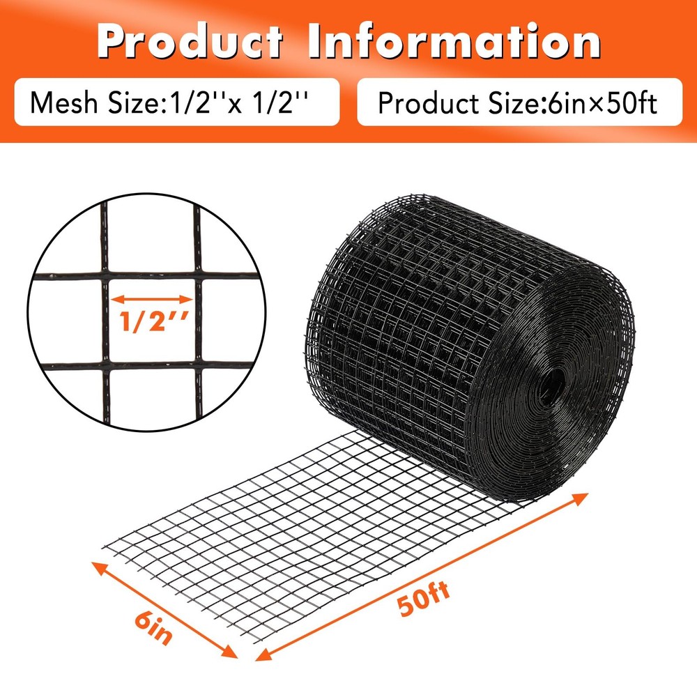 🔝6inx50/100/120 FT 1/2″PVC Coated Solar Panel Bird Guard,Critter Guard Wire Mes