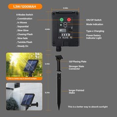 Solar Panel Controller 24V Waterproof 8 Modes for LED String Lights Outdoor